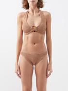 Hunza G - Coco Halterneck Crinkle-knit Bikini - Womens - Brown