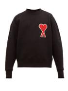 Matchesfashion.com Ami - Ami De Caur Logo Patch Cotton Sweatshirt - Mens - Black