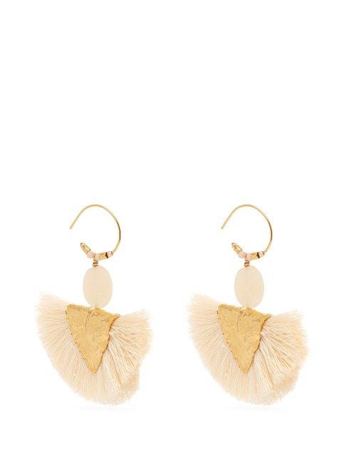 Matchesfashion.com Elise Tsikis - Havane Tassel Drop Gold Plated Earrings - Womens - White
