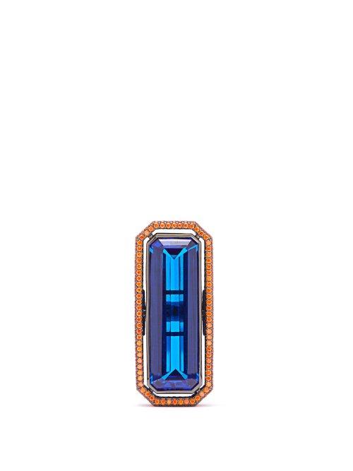 Matchesfashion.com Lynn Ban - Candy Cocktail Lab Sapphire & Rhodium Plated Ring - Womens - Blue