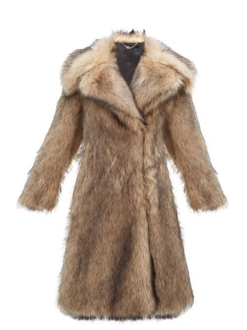 Matchesfashion.com Paco Rabanne - Oversized Faux Fur Coat - Womens - Brown