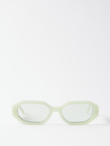 The Attico Eyewear - X Linda Farrow Irene Oval Acetate Sunglasses - Womens - Light Green