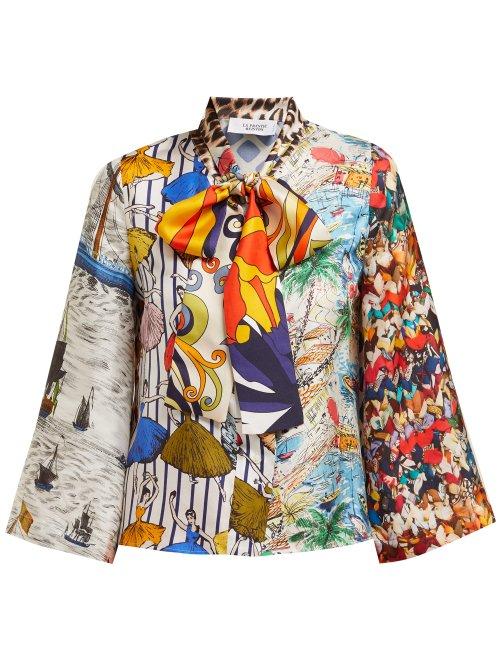 Matchesfashion.com La Prestic Ouiston - Naviglio Neck Tie Silk Shirt - Womens - Multi