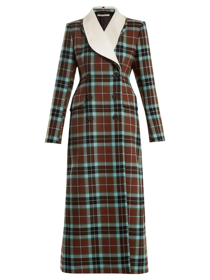 Alessandra Rich V-neck Tartan Wool Dress