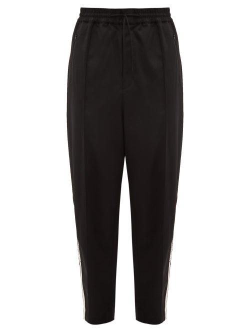 Matchesfashion.com Y-3 - Wide Leg Wool Satin Track Trousers - Mens - Black White