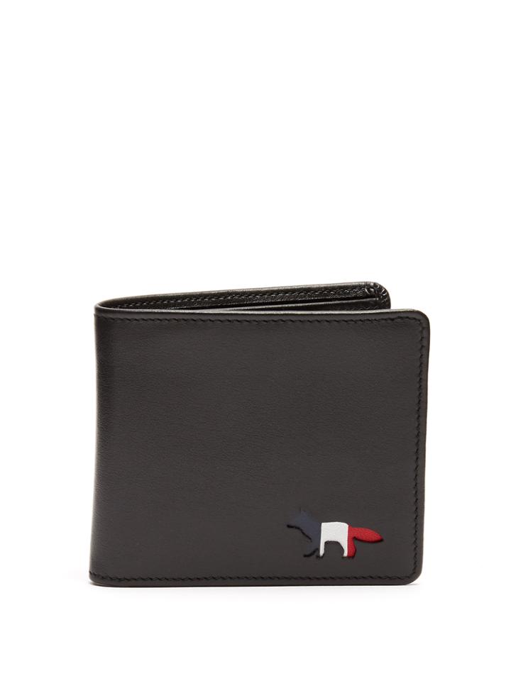 Maison Kitsuné Logo Cut-out Bi-fold Leather Wallet