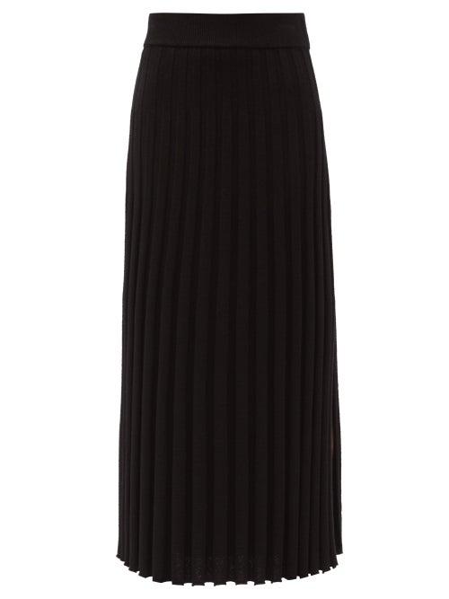 Matchesfashion.com Joseph - Polo Side-slit Rib-knitted Maxi Skirt - Womens - Black