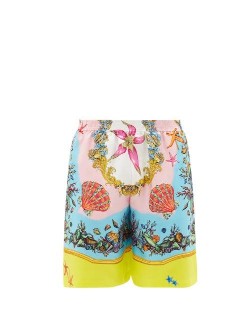 Matchesfashion.com Versace - Trsor De La Mer-print Silk-twill Boxing Shorts - Mens - Multi