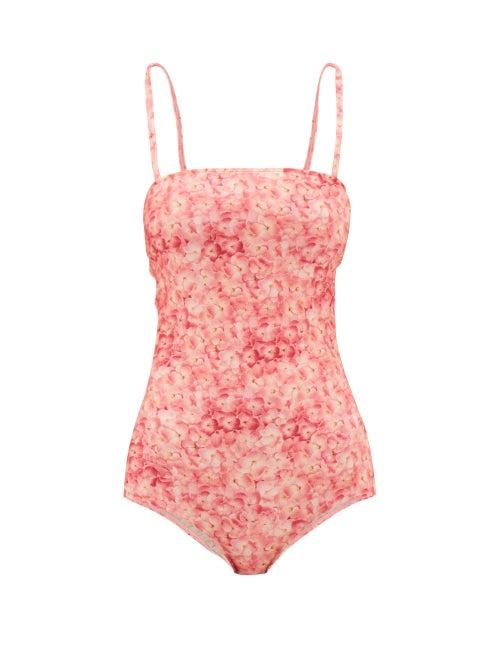 Matchesfashion.com Adriana Degreas - Square-neck Hydrangea-print Swimsuit - Womens - Pink Print