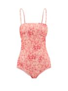 Matchesfashion.com Adriana Degreas - Square-neck Hydrangea-print Swimsuit - Womens - Pink Print