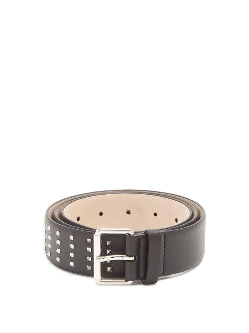 Matchesfashion.com Valentino - Rockstud Grained Leather Belt - Mens - Black