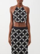 Shushu/tong - Crystal-embellished Halterneck Wool-blend Top - Womens - Black