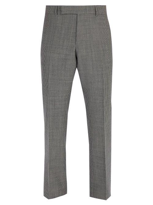 Matchesfashion.com Dunhill - Mid Rise Prince Of Wale Checked Wool Trousers - Mens - Grey