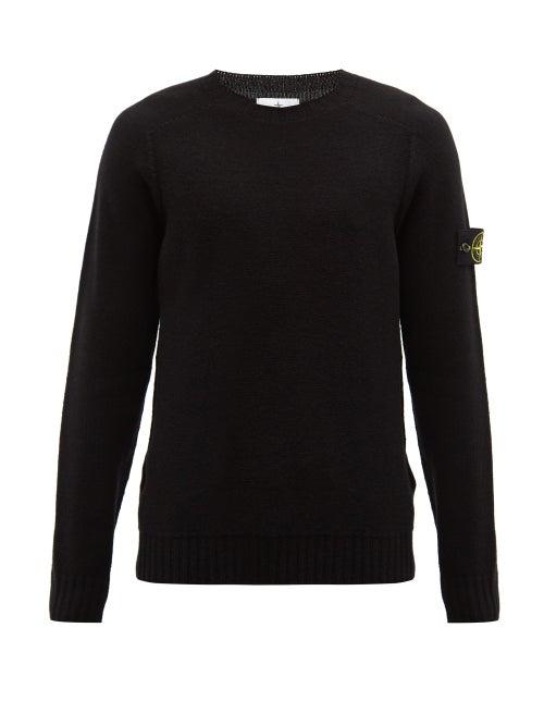 Stone Island - Logo-patch Wool-blend Sweater - Mens - Black