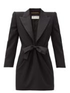 Matchesfashion.com Saint Laurent - Le Smoking Single-breasted Wool Mini Dress - Womens - Black