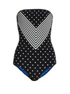 Stella Mccartney Polka-dot And Chevron-print Bandeau Swimsuit