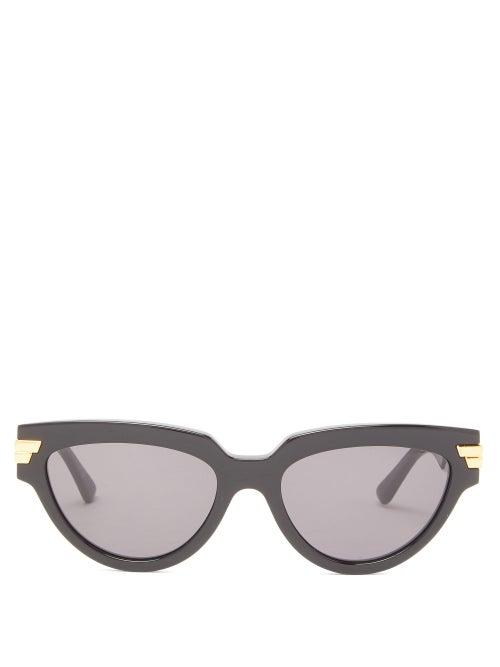Matchesfashion.com Bottega Veneta - Cat-eye Acetate Sunglasses - Womens - Black Grey