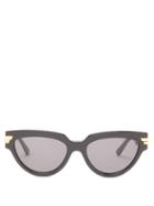 Matchesfashion.com Bottega Veneta - Cat-eye Acetate Sunglasses - Womens - Black Grey
