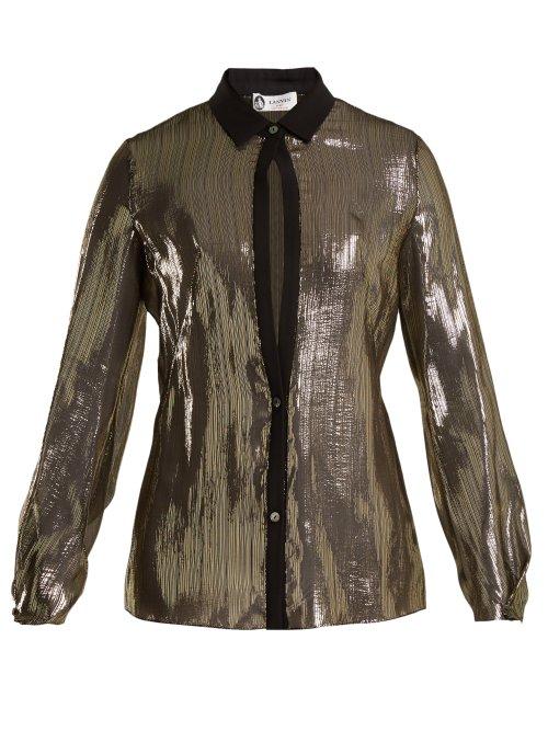 Matchesfashion.com Lanvin - Striped Silk Shirt - Womens - Black Gold