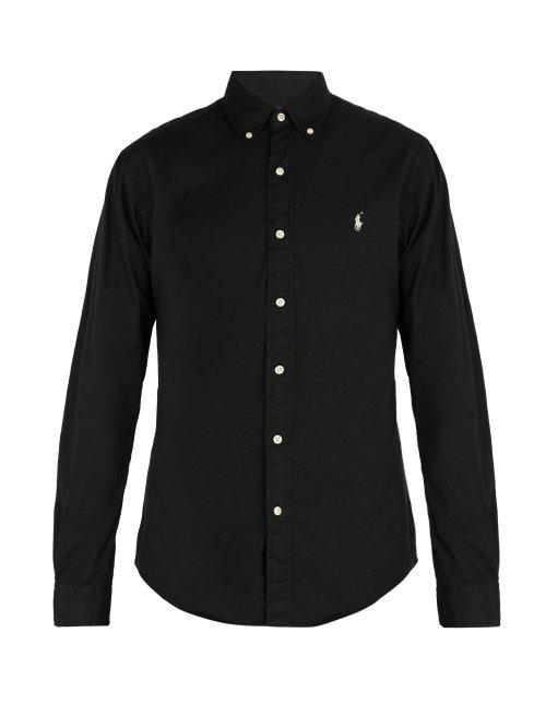 Matchesfashion.com Polo Ralph Lauren - Logo Embroidered Cotton Piqu Shirt - Mens - Black