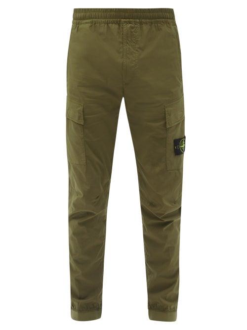 Matchesfashion.com Stone Island - Logo-patch Cotton-blend Cargo Track Pants - Mens - Green