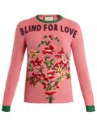 Gucci Floral-embroidered Ribbed-knit Wool Sweater