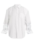 Matchesfashion.com Junya Watanabe - Ruched Sleeve Poplin Shirt - Womens - White