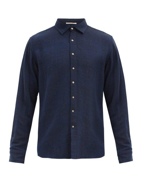 Matchesfashion.com Pro - Logo-embroidered Wool Shirt - Mens - Navy