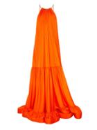 Stella Mccartney Halterneck Ruched-panels Satin Maxi Dress