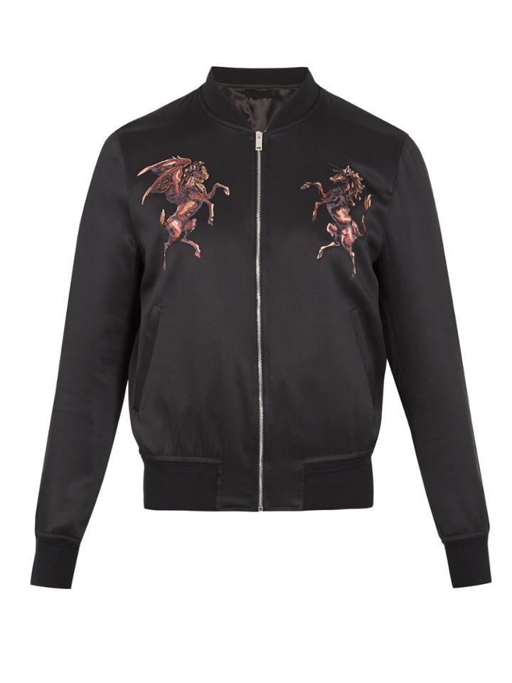 Alexander Mcqueen Embroidered Silk-satin Bomber Jacket