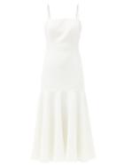 Matchesfashion.com Carolina Herrera - Square-neck Dropped-waist Crepe Dress - Womens - Ivory