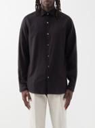 Zegna - Cashco Spread-collar Cotton-blend Twill Shirt - Mens - Black