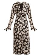 Proenza Schouler Floral-print V-neck Silk-crepe Midi Dress