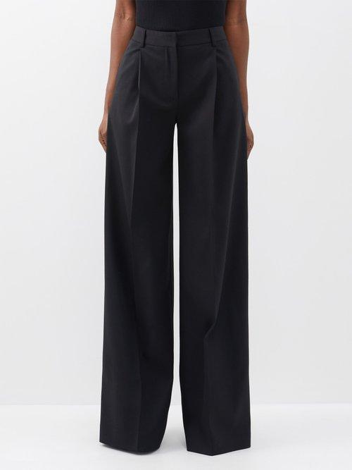 Altuzarra - Dale Pleated Wool-blend Wide-leg Trousers - Womens - Black