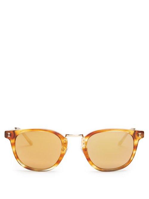 Matchesfashion.com Illesteva - Tribeca Ii Mirrored Sunglasses - Mens - Brown Multi