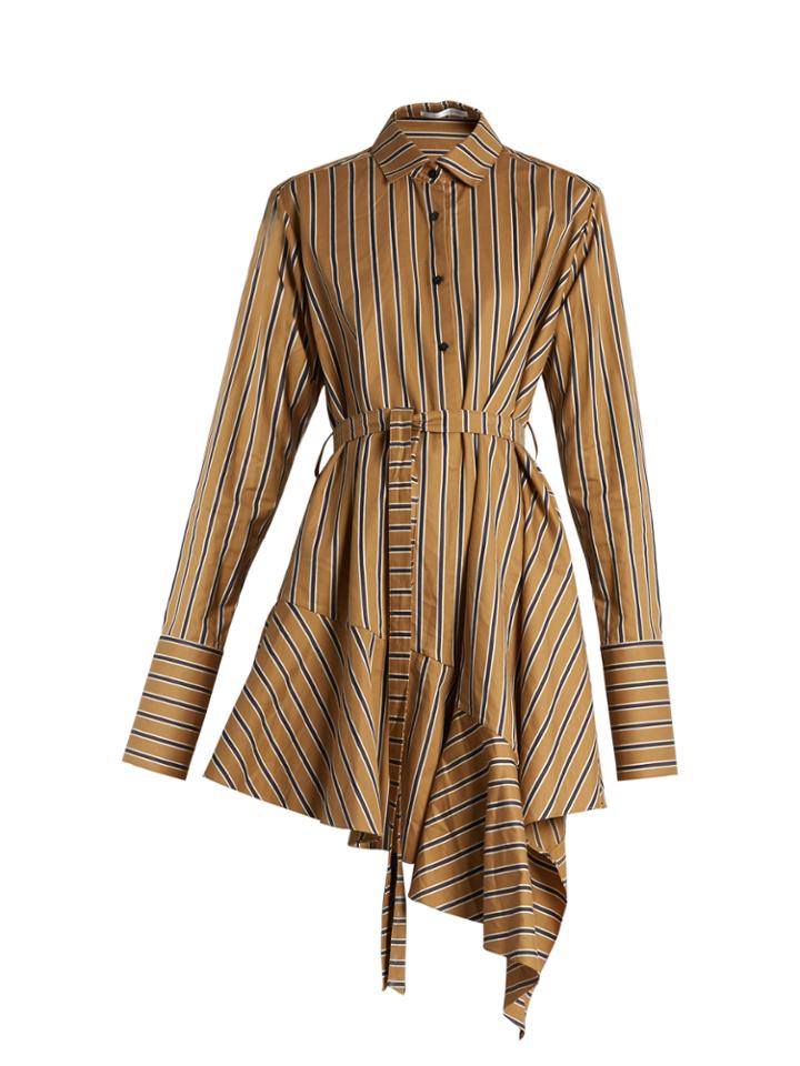 Palmer/harding Asymmetric-hem Striped Dress