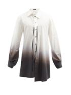 Matchesfashion.com Ann Demeulemeester - Asymmetric Oversized Ombr Cotton-poplin Shirt - Mens - Black White