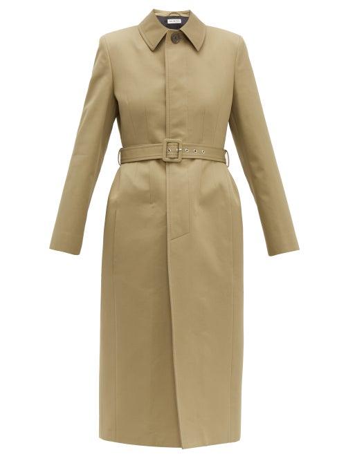 Matchesfashion.com Balenciaga - Hourglass Belted Cotton Gabardine Trench Coat - Womens - Light Beige