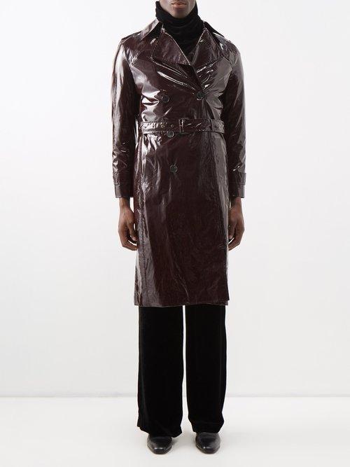 Saint Laurent - Single-breasted Coated Cotton-canvas Trench Coat - Mens - Dark Brown