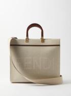 Fendi - Sunshine Canvas Leather-trim Tote Bag - Womens - Cream