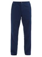 Oliver Spencer - Drawstring Seersucker Straight-leg Trousers - Mens - Navy