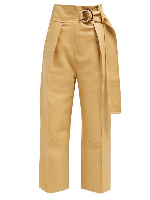 Matchesfashion.com Petar Petrov - Haena High Rise Panelled Leather Trousers - Womens - Beige