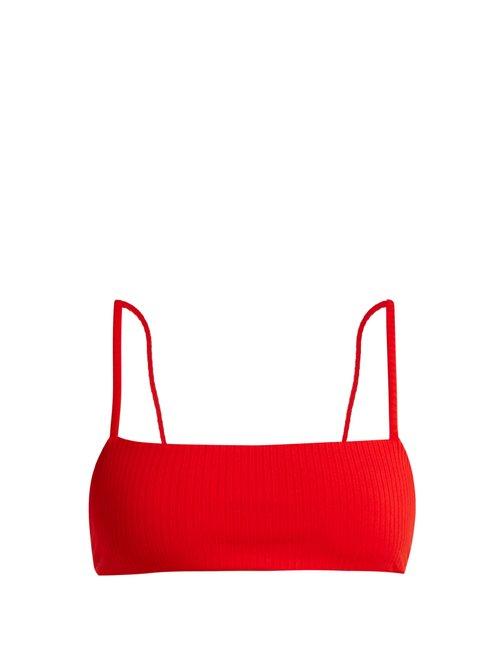 Matchesfashion.com Mara Hoffman - Sia Ribbed Bikini Top - Womens - Red