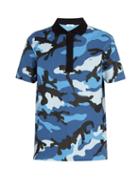 Matchesfashion.com Valentino - Camouflage Print Cotton Polo Shirt - Mens - Blue