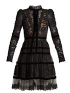 Elie Saab Velvet-trimmed Lace Dress