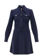 See By Chlo - Exaggerated-collar Jersey Shirt Dress - Womens - Navy