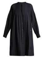 Pleats Please Issey Miyake Collarless Pleated Parka Coat