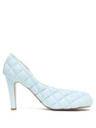 Matchesfashion.com Bottega Veneta - Square Toe Quilted Leather Pumps - Womens - Light Blue