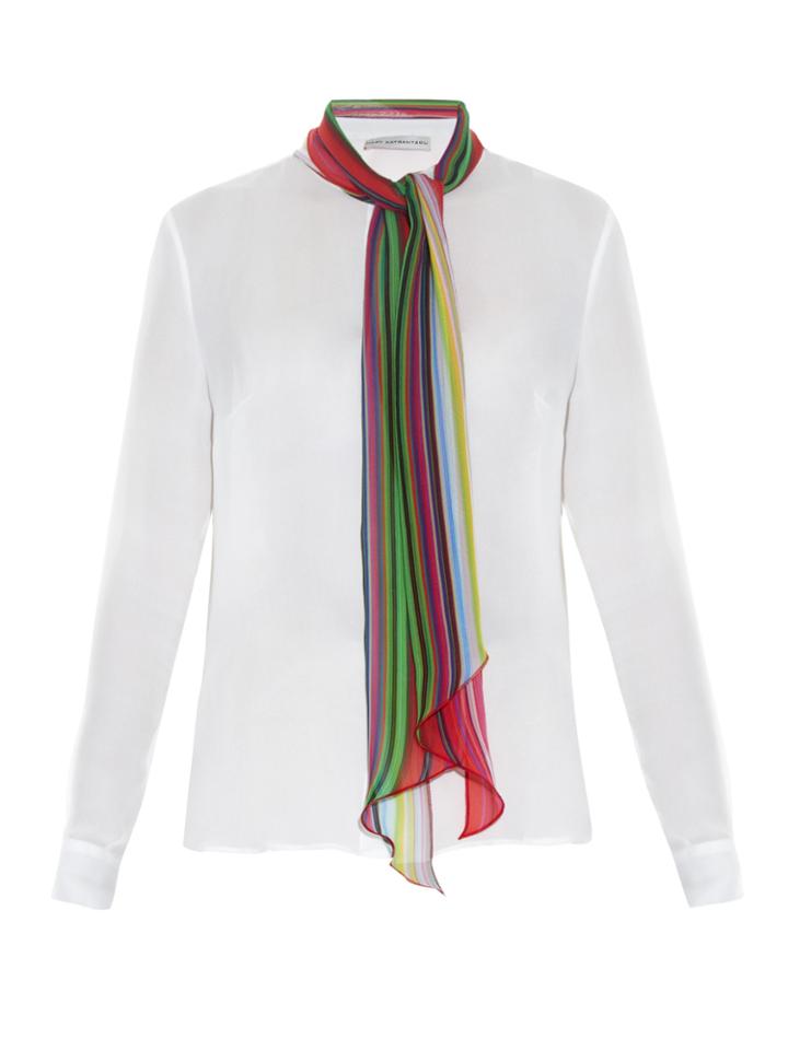 Mary Katrantzou Folia Rainbow Scarf Silk-chiffon Blouse