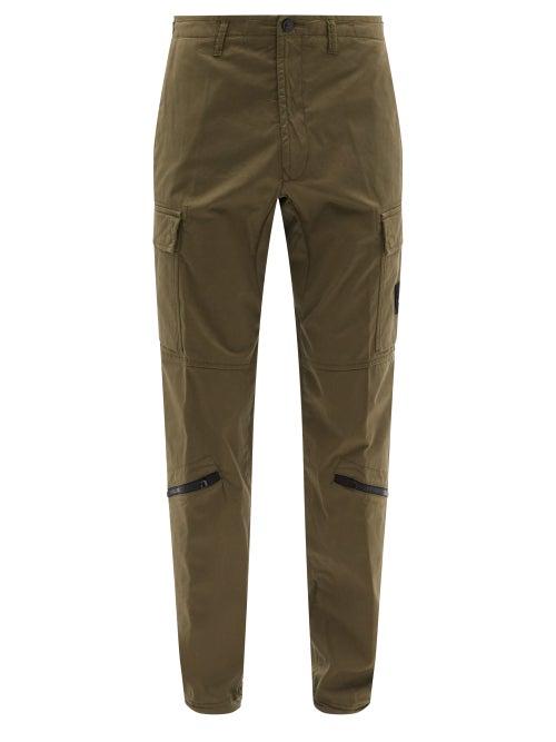 Matchesfashion.com Stone Island - Logo-badge Cotton-blend Twill Cargo Trousers - Mens - Green